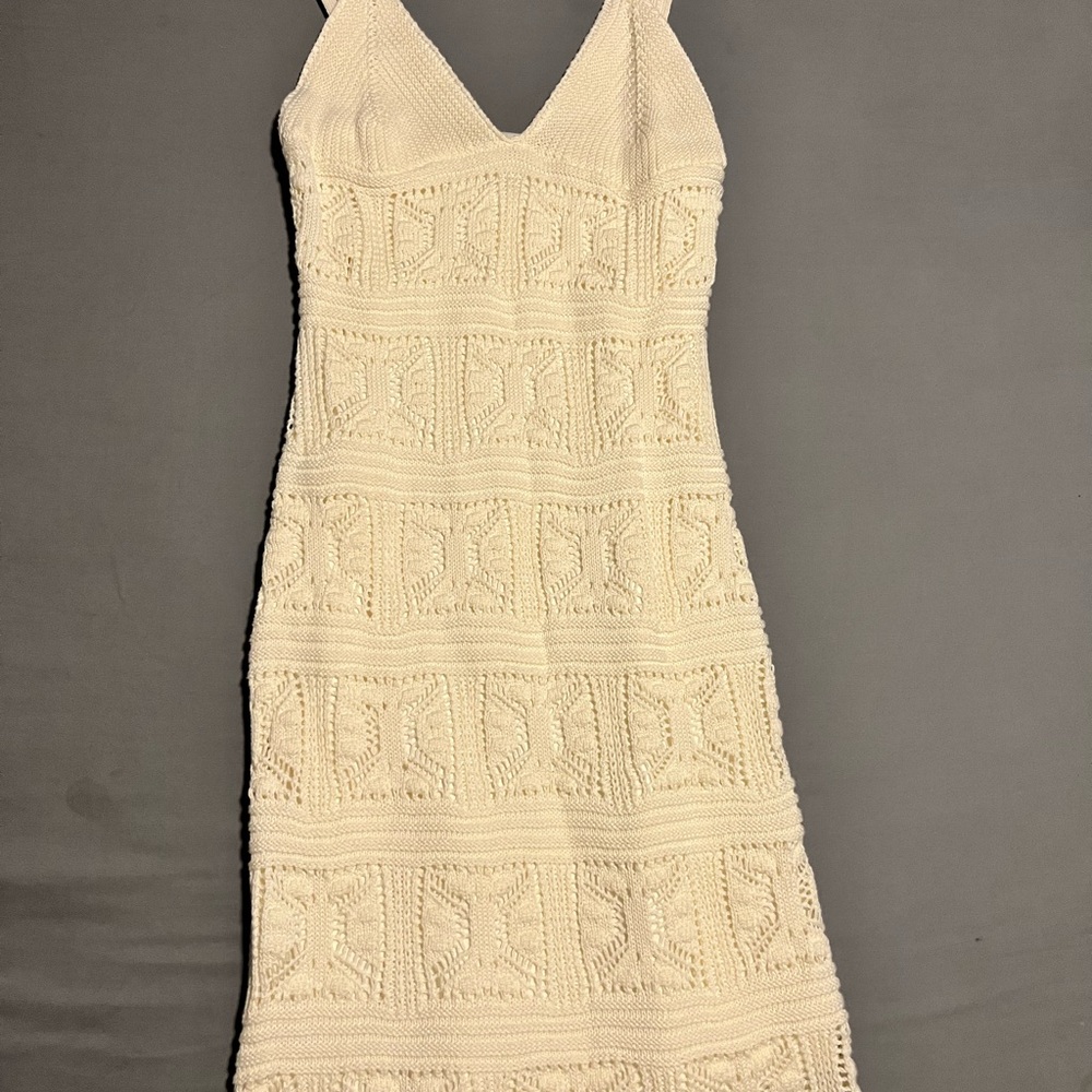 Olive & Oak Cream Crochet Midi Dress